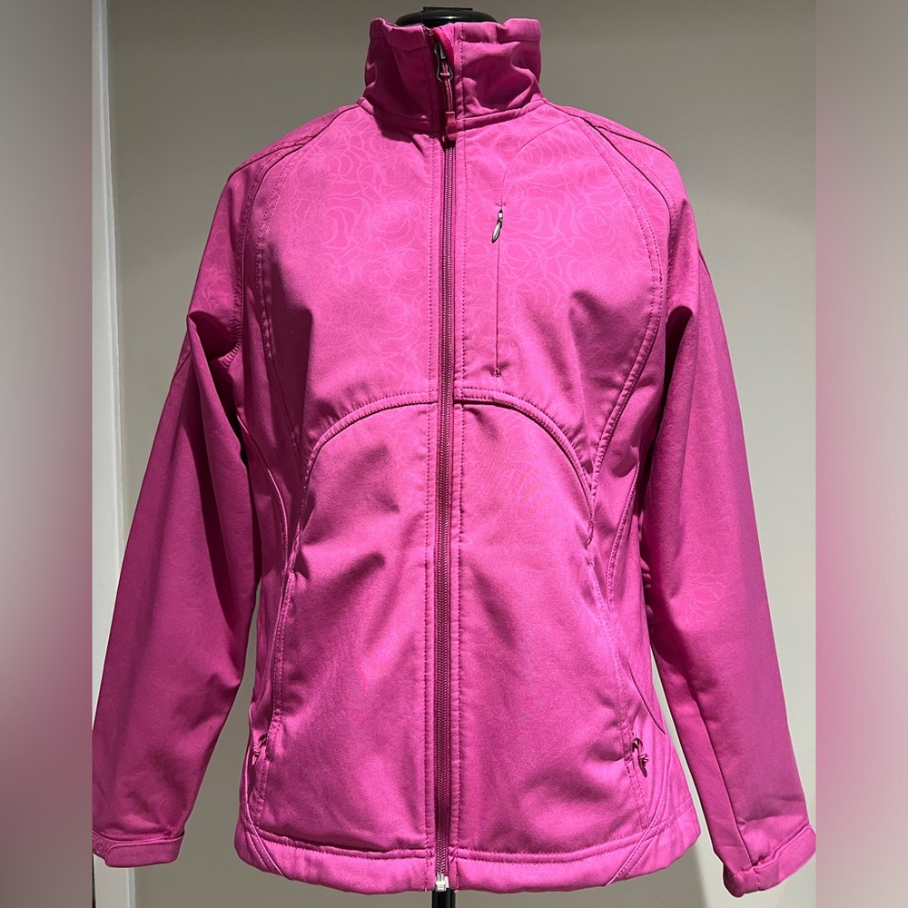 Double Diamond Pink Floral Soft Shell Coat Fleece Lined Size LG